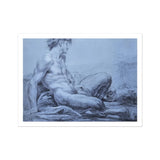 A Seated Faun - Jean Restout Ii (the Younger) Art Print, Charcoal Male Figure