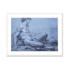 A Seated Faun - Jean Restout Ii (the Younger) Art Print, Framed Charcoal Male Figure