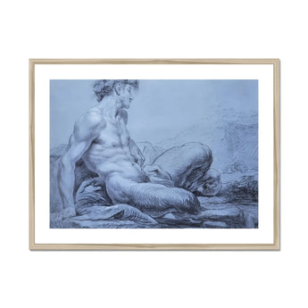 A Seated Faun - Jean Restout Ii (the Younger) Art Print, Framed Male Centaur