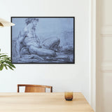 A Seated Faun - Jean Restout Ii (the Younger) Framed Canvas, Framed Male Figure