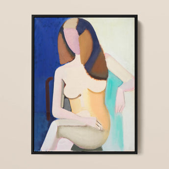 Seated Female Model - Vilhelm Lundstrøm Art Print / Canvas, 12x16’’ / 31x41cm / Black Frame, Posters Prints & Visual Artwork, Toby Leon