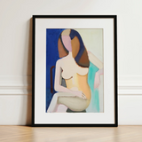 Seated Female Model - Vilhelm Lundstrøm Art Print / Canvas, 12x16’’ / 31x41cm / Black Frame / Matboard, Posters Prints & Visual Artwork,