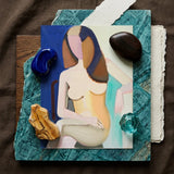 Seated Female Model - Vilhelm Lundstrøm Art Print / Canvas Abstract Painting Figure Stylized Brown Pink Hair, Faceless Nude Folds, Emerges