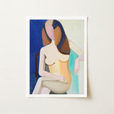 Seated Female Model - Vilhelm Lundstrøm Art Print / Canvas, Faceless Nude Folds, Emerges Feels Closer, Sands, Prussian Hair Sweeping, Prints