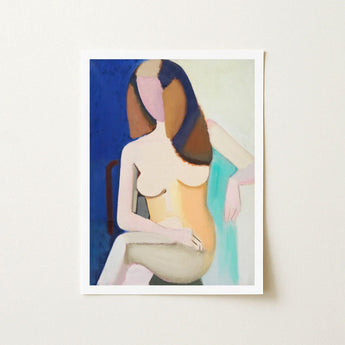 Seated Female Model - Vilhelm Lundstrøm Art Print / Canvas, Faceless Nude Folds, Emerges Feels Closer, Sands, Prussian Hair Sweeping, Prints