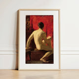 Seated Male Model - William Etty Art Print / Canvas, 12x18’’ / 31x46cm / Natural Frame / Matboard, Posters Prints & Visual Artwork, Toby