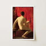 Seated Male Model - William Etty Art Print / Canvas Framed Reproduction Classical Painting Nude Figure Etty’s, Oil Surface Catches, Torso