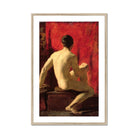 Seated Male Model William Etty Art Print, Framed Art Print Nude Male Figure Red Background