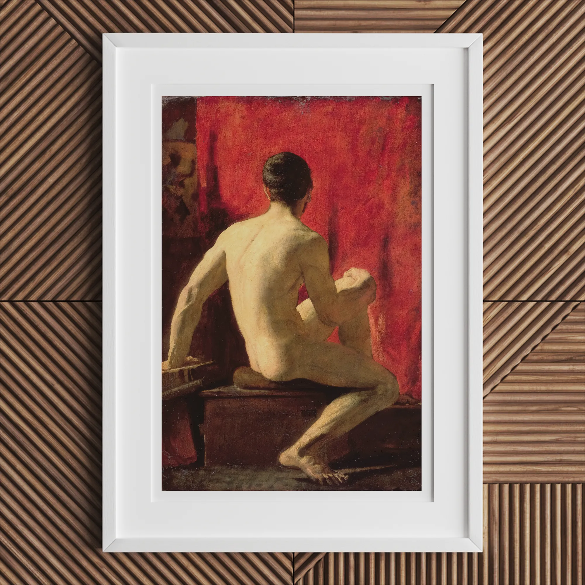 Seated Male Model William Etty Art Print, Framed Painting Nude Man
