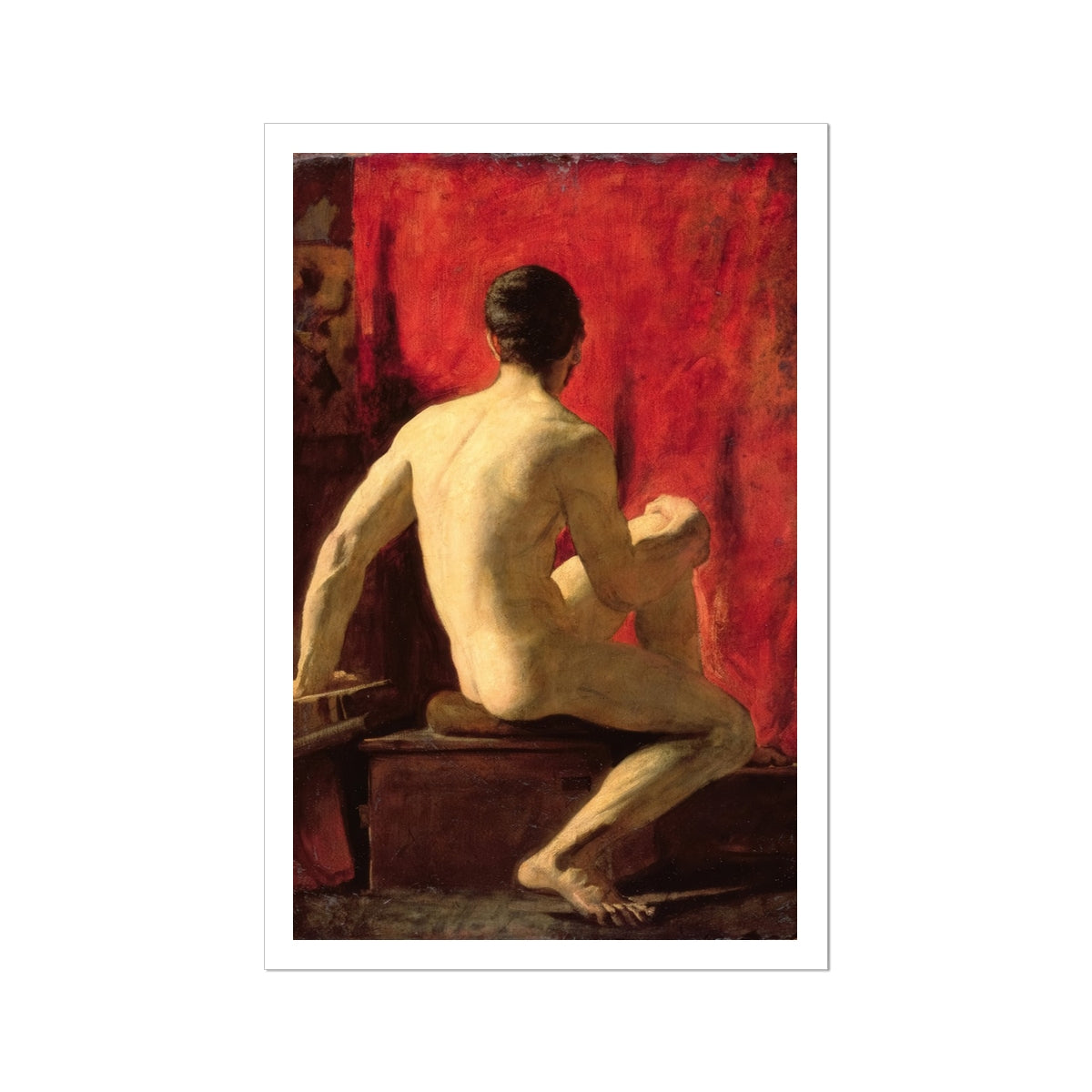 Seated Male Model William Etty Art Print, Nude Man Seated Viewer