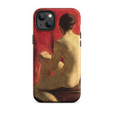 Seated Male Model - William Etty Iphone Case, 14 Plus / Matte, Phone Case Classical Painting Seated Male Nude Red