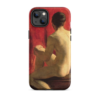 Seated Male Model - William Etty Iphone Case, 14 Plus / Matte, Phone Case Classical Painting Seated Male Nude Red