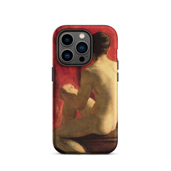 Seated Male Model - William Etty Iphone Case, 14 Pro / Matte, Smartphone Case Classical Painting Seated Nude Figure