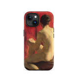 Seated Male Model - William Etty Iphone Case, 15 / Matte, Iphone Case Classical Painting Seated Nude Figure Red