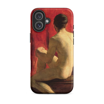 Seated Male Model - William Etty Iphone Case, 16 Plus / Matte, Smartphone Case Classical Painting Nude Figure