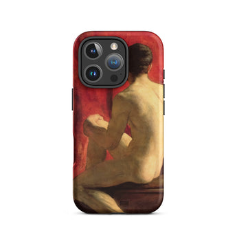 Seated Male Model - William Etty Iphone Case, 16 Pro / Matte, Iphone Case Classical Painting Seated Nude Figure Red
