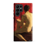 Seated Male Model - William Etty Phone Case Samsung Galaxy S22 Ultra / Matte Red Beige Painted Phone Case Nude Figure Seated William Etty’s