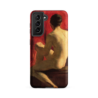 Seated Male Model - William Etty Samsung Case, Galaxy S21 Fe / Matte, Smartphone Case Classical Painting Seated Nude Man