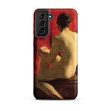 Seated Male Model - William Etty Samsung Case, Galaxy S21 Plus / Matte, Red Phone Case Classical Painting Nude Man