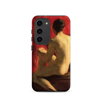 Seated Male Model - William Etty Samsung Case, Galaxy S23 / Matte, Phone Case Classical Painting Nude Figure Red Background