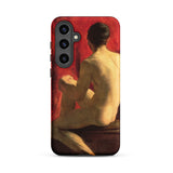 Seated Male Model - William Etty Samsung Case, Galaxy S24 Plus / Matte, Smartphone Case Classical Painting Seated Male Nude
