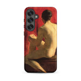 Seated Male Model - William Etty Samsung Case, Galaxy S25 Plus / Matte, Smartphone Case Classical Painting Nude Man