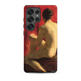 Seated Male Model - William Etty Samsung Case, Galaxy S25 Ultra / Matte, Smartphone Case Classical Painting Seated Nude Figure