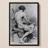 Seated Male Nude - Anton Raphael Mengs Fine-Art-Print / Leinwand, 12x17’’ / A3 / Schwarzer Rahmen, Poster Drucke & Visuelle Kunstwerke, Toby Leon