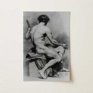 Seated Male Nude - Anton Raphael Mengs Fine Art Print / Canvas, 12x18’’ / 31x46cm / Unframed / no Border, Posters Prints & Visual Artwork,