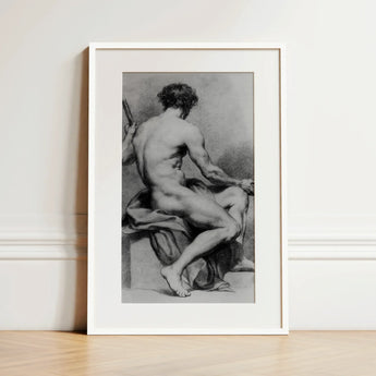 Seated Male Nude - Anton Raphael Mengs Fine Art Print / Canvas, Seated Male Nude, Anton Raphael Mengs, Ancient Myths