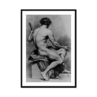 Seated Male Nude - Anton Raphael Mengs Fine Art Print, Framed Charcoal Nude Male Figure