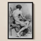 Seated Male Nude Anton Raphael Mengs Framed Canvas, Framed Charcoal Nude Male Figure