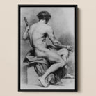 Seated Male Nude - Anton Raphael Mengs Framed Canvas, Framed Charcoal Nude Male Figure