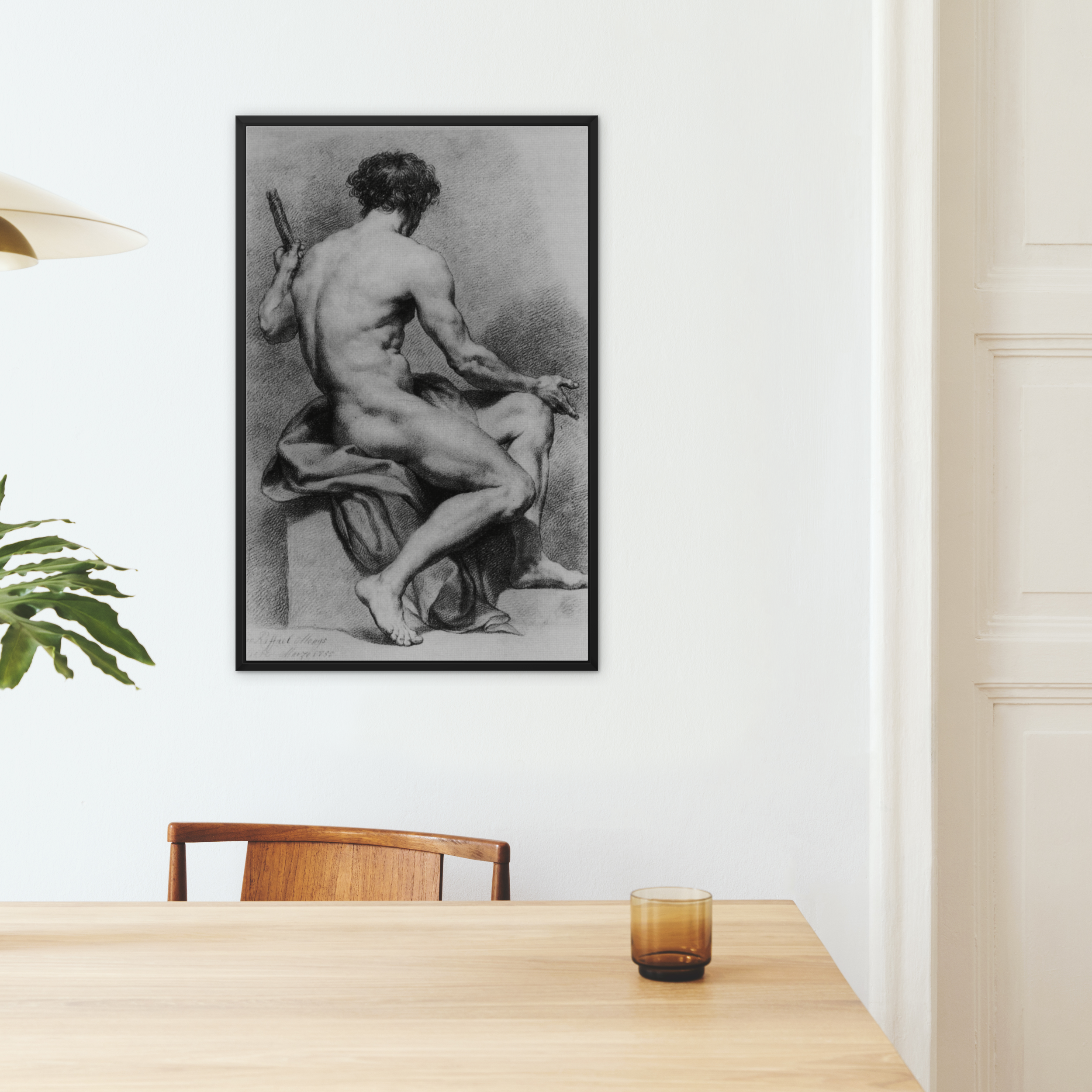 Seated Male Nude - Anton Raphael Mengs Framed Canvas, Framed Nude Male Figure