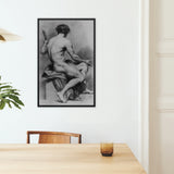 Seated Male Nude Anton Raphael Mengs Framed Canvas, Framed Nude Male Figure