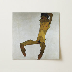 Seated Male Nude (self Portrait) - Egon Schiele Art Print / Canvas, 12x12’’ / 31x31cm / Unframed / no Border, Posters Prints & Visual