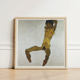 Seated Male Nude (self Portrait) - Egon Schiele Art Print / Canvas Framed Reproduction Schiele’s ?The Dancer” Figure, Bruised Ochre Prints