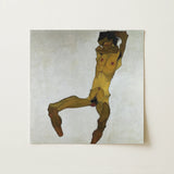 Seated Male Nude (self Portrait) - Egon Schiele Art Print / Canvas, Seated Male Nude, Egon Schiele Art Print, Bruised Ochre
