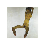 Seated Male Nude (self Portrait) - Egon Schiele Art Print, Nude Male Figure Painting
