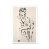 Seated Male Nude (self-portrait) - Egon Schiele Fine Art Print / Canvas, Egon Schiele Fine, Line Quivers, Remembers Pain