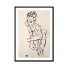 Seated Male Nude (self-portrait) - Egon Schiele Fine Art Print, Framed Nude Male Figure