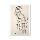 Seated Male Nude (self-portrait) - Egon Schiele Fine Art Print, Egon Schiele’s Expressive Nude