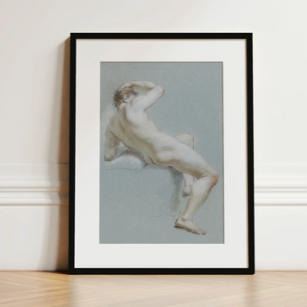 Seated Naked Man Fine Art Print / Canvas, 12x16’’ / 31x41cm / Black Frame / Matboard, Posters Prints & Visual Artwork, Toby Leon