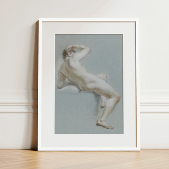 Seated Naked Man Fine Art Print / Canvas, 12x16’’ / 31x41cm / White Frame / Matboard, Posters Prints & Visual Artwork, Toby Leon
