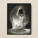 Seated Nude Woman - Jacob Merkelbach Art Print / Canvas, 12x16’’ / 31x41cm / Black Frame, Posters Prints & Visual Artwork, Toby Leon