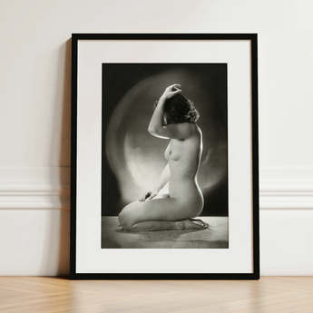 Seated Nude Woman - Jacob Merkelbach Art Print / Canvas, 12x16’’ / 31x41cm / Black Frame / Matboard, Posters Prints & Visual Artwork, Toby