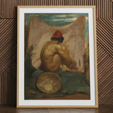 Seated Tajik - impresión artística de William Etty sobre lienzo, 24x32’’ / 61x81cm / Marco natural / Paspartú, pósters, impresiones y arte visual, Toby Leon