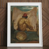 Seated Tajik - impresión artística de William Etty sobre lienzo, 24x32’’ / 61x81cm / Marco blanco / Paspartú, pósters, impresiones y arte visual, Toby Leon