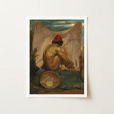 Seated Tajik - William Etty Art Print / Canvas, Turns, Male Nude Eastward, Man Folds, Studio’s Orientalist Staging, Fawn Drape Billowing,