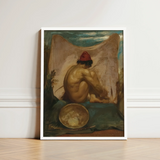 Framed Reproduction Classical Painting Nude Figure Red Hat William Etty, Turns, Male Eastward, Tajik Man Folds, Studio’s Orientalist